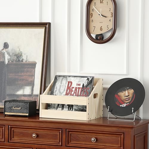 Wooden Vinyl Record Storage Crate, Desktop Record Display Stand - Image 8