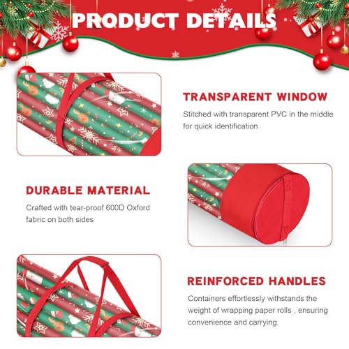 2Pack Christmas Gift Wrapping Paper Organizer Storage 40 - Image 4