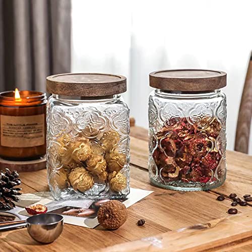 Vintage Glass Airtight Storage Jar Set of 2, With Airtight Wood - Image 5