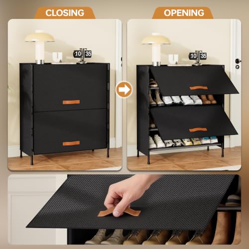 4-Tier Shoe Storage Cabinet with Fabric Cover, Hard Flip Doors - Image 8
