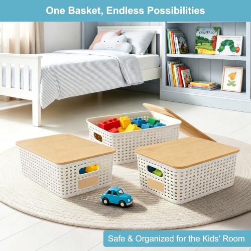 Bagnizer Small Plastic Storage Bins with Bamboo Lids 5.2qt - Image 5