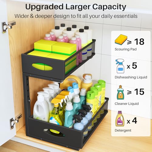 Under Sink Organizer, 2 Pack 2 Tier Pull Out Under Cabinet - Image 5