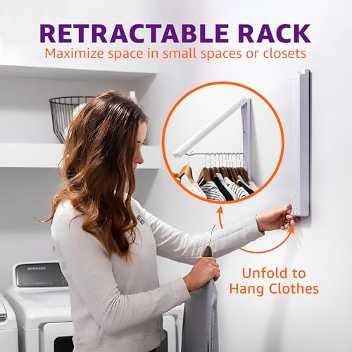 InstaHanger Retractable Laundry Room Rack, ABS Plastic - Image 5