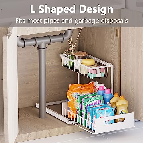 Ceetug Slide Out Under Sink Organizers and Storage, White, 2 Pack - Image 3
