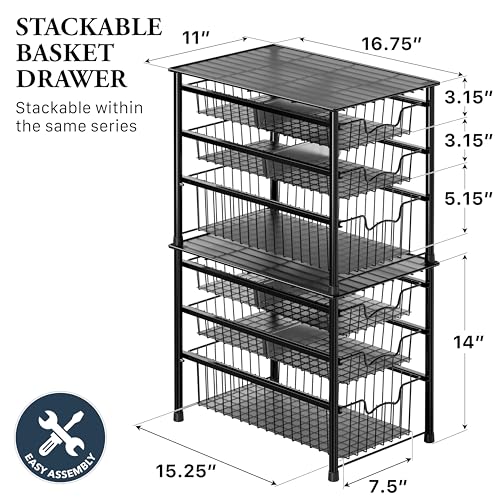 Simple Houseware Stackable 3 Tier Sliding Basket Org | All Products - Image 3