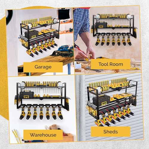 3 Shelf 7 Drill Holder Power Tool Organizer Wall Mount - Image 7