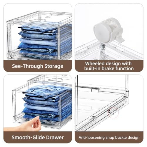 Large Clear Storage 3 Drawer Organizer with Wheels for Closet - Image 8