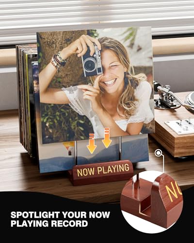 Bulado Now Playing Vinyl Record Holder for 50 LPs, Wooden - Image 5