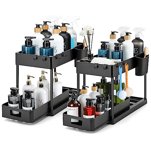 Ravinte 2 Pack Pull Out Under Sink Organizer 2 Tier Multi Purpose - Image 2