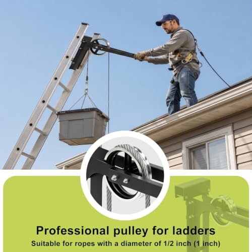 Scaffold Hoist Pulley with Long Handle 500Lbs 8.5" Black - Image 7