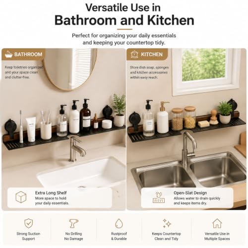 Bathroom Over Sink Shelf, 15.7 Inch No Drill Sink Organizer - Image 8