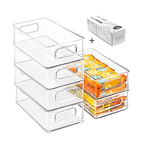 Stackable Refrigerator Organizer Bins, 6 Pack Clear Kitchen - Image 2