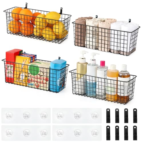 4 Set [EXTRA LARGE] Hanging Wall Mount Storage Baskets - Image 6