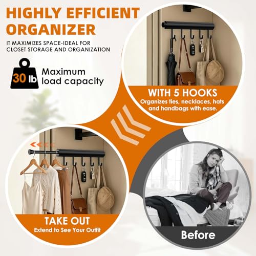Valet Rod Closet Pull Out 12 Inch Retractable Organizer - Image 6