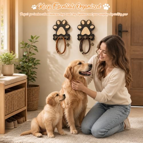 2 Pack Dog Leash Holder for Wall, Pine Wood Dog Leash | Pet Essentials - Image 5