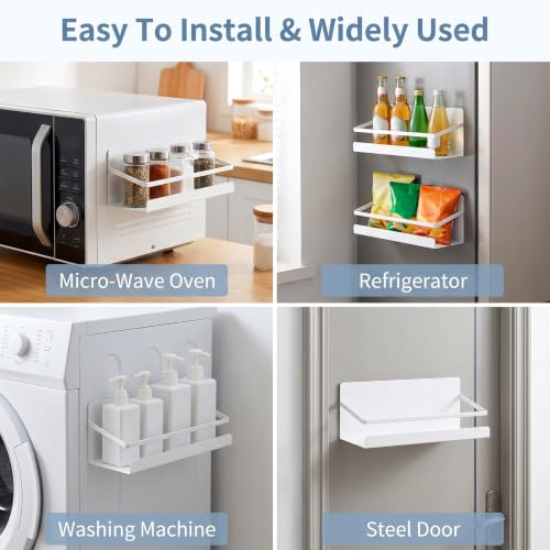 3 Pack Magnetic Spice Rack for Refrigerator, White Fridge - Image 6