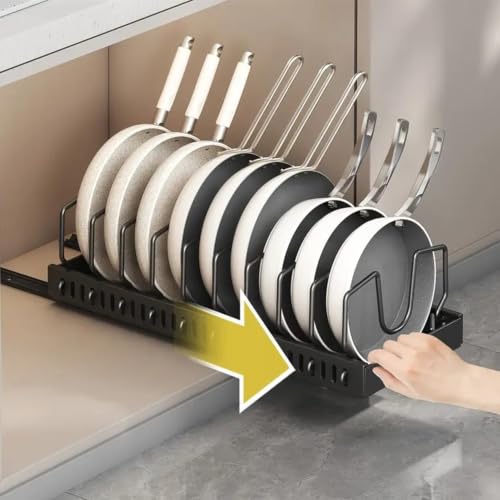 Pull Out Cabinet Organizer for Pots and Pans, 1 Pack Black - Image 2