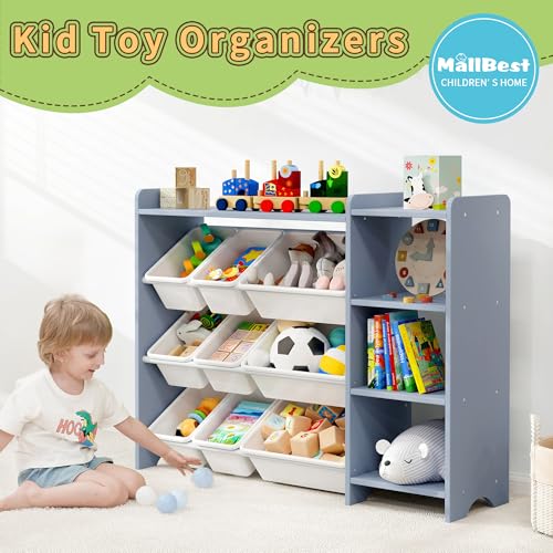 MallBest Kids Toy Storage Organizer with Bins, Solid Pine Wood - Image 5