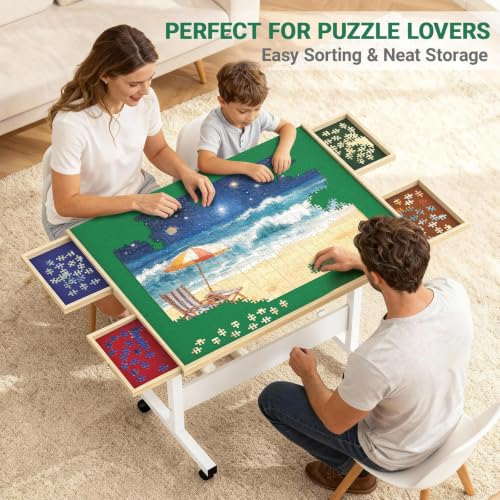 Wooden Puzzle Table with Cover and Drawers – 1500 Piece - Image 4