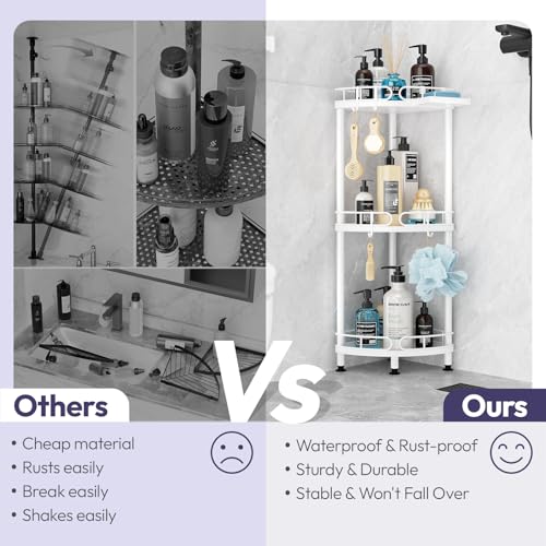 SWTYMIKI Corner Shower Caddy Standing - 3 Tier Stainless Steel - Image 5