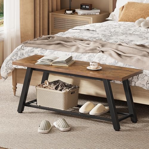 Oastreeful Storage Bench Industrial Rustic Wooden and Metal - Image 7