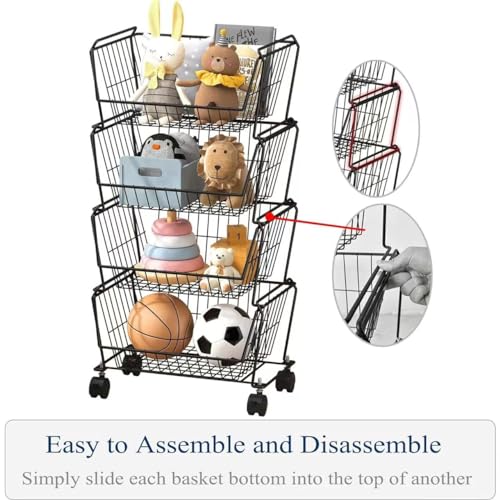 PUSDON 4-Tier Spacious Stackable Wire Storage Baskets - Image 5