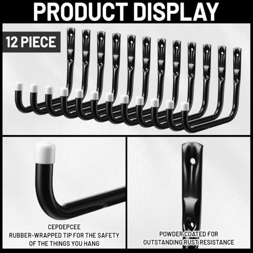 12 Pack Heavy Duty Steel Garage Wall Hooks 10 Inch - Image 6