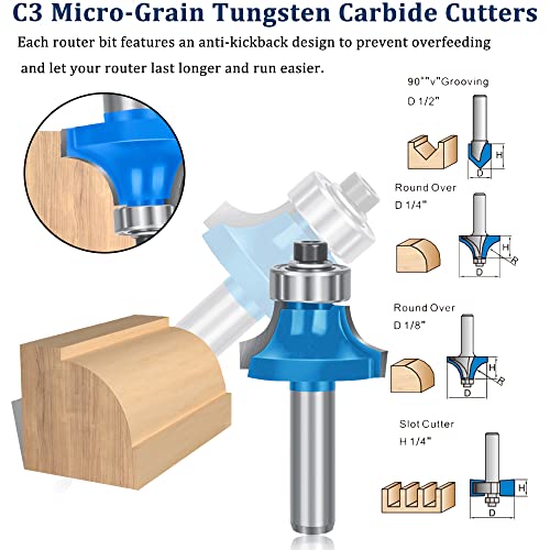 TAIWAIN 1/4 Shank Router Bit Set 41 PCS, Round Over | All Products - Image 6