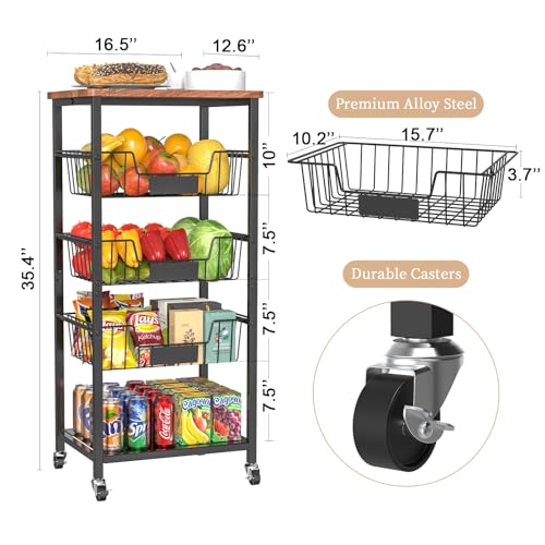 Hastatii Kitchen Storage Cart, Kitchen Basket - Image 3