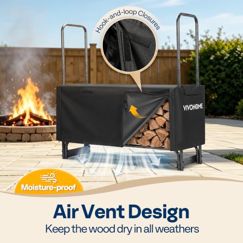 VIVOHOME 4 ft 1/4 Cord Firewood Rack Outdoor with Cover Combo Set - Image 7