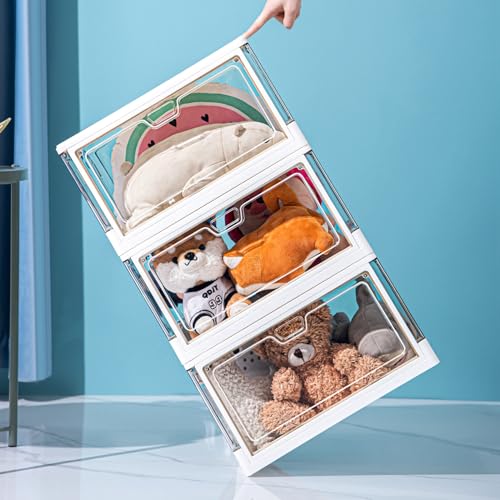HYBRIDEAS 3-Pack Clear Stackable Storage Bins with Lids Magnetic - Image 7