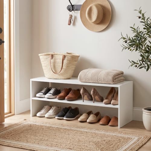 Whitmor Stackable 31" Extra Wide 2-Shelf Storage Organizer, White - Image 3