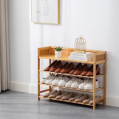 latifolia Shoe Rack, 4-Tier Bamboo Shoe Rack (Nature, 31.40''L) - Image 3