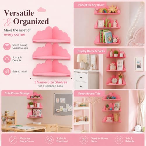 Cloud Corner Floating Shelves, Set of 3 Wall Mounted Shelves - Image 6