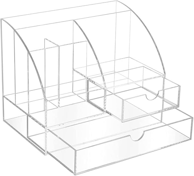 Garneck Acrylic Desk Organizer Drawer Multi-compartment Makeup and Office Supplies Storage Box Design for Use for Lipsticks Pens and Accessories