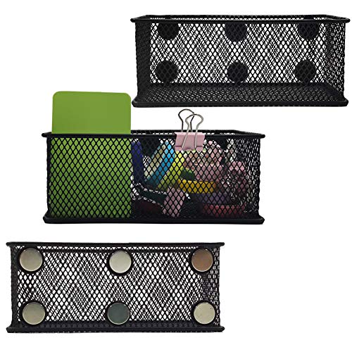 Magnetic Pencil Holder Set of 3 - Black Wire Mesh Storage - Image 2