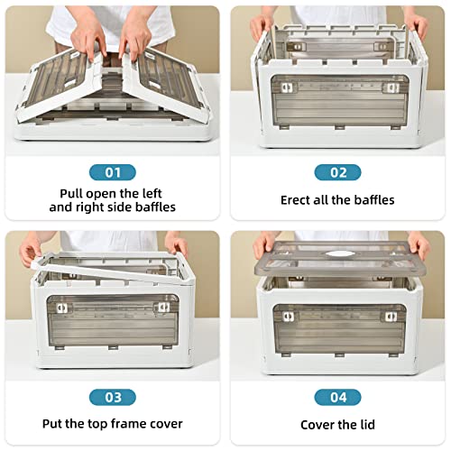 32Qt Plastic Storage Bins With Lid, Collapsible With Wheels - Image 7