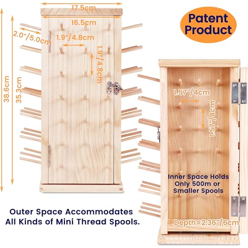 New brothread 129 Spools 360° Fully Rotating Wooden Thread Rack - Image 3