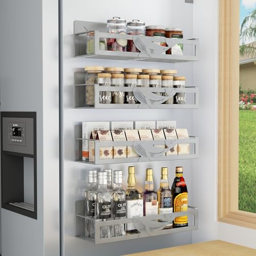 Magnetic Spice Rack for Refrigerator, 4 Pack Metal - Image 2