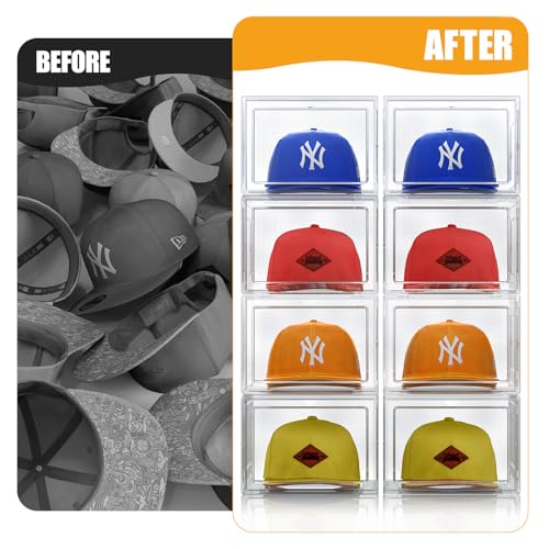 SCAVATA Hat Organizer Box, Stackable Clear Baseball Caps - Image 7