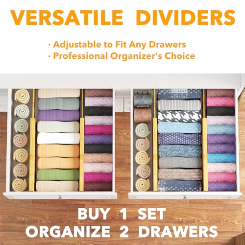 SpaceAid Bamboo 4 Pack Dresser Drawer Dividers, 4.65“ High - Image 6