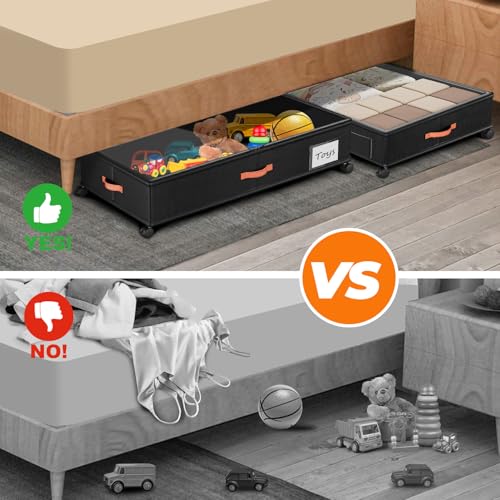Ashwanth Under Bed Storage with Wheels, 2-Pack, XXL Large, Black - Image 4