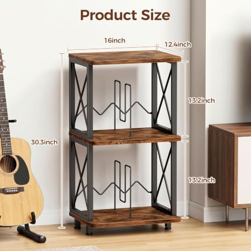 Portin Record Player Stand with Vinyl Storage 3-Tier - Image 3