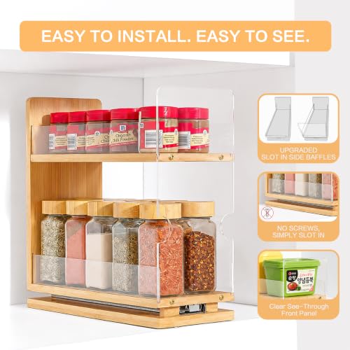 Bamboo 2-Tier Pull Out Spice Rack Organizer for Cabi | All Products - Image 3