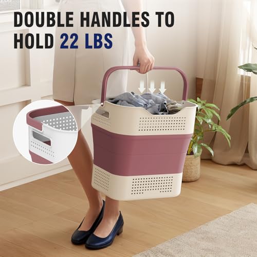 TECHMILLY Collapsible Plastic Laundry Basket Hamper - Image 6