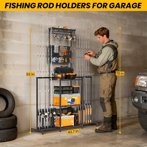 YQSLYSF Fishing Rod Holders for Garage with Pegboard & - Image 7
