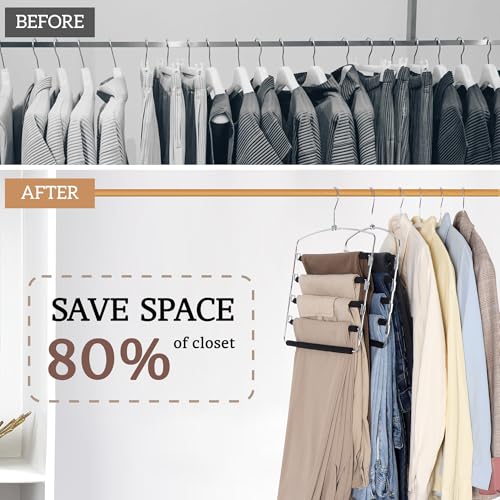 SINDAX Pants Hangers Space Saving - 4Pack, 5 Layers Space - Image 5