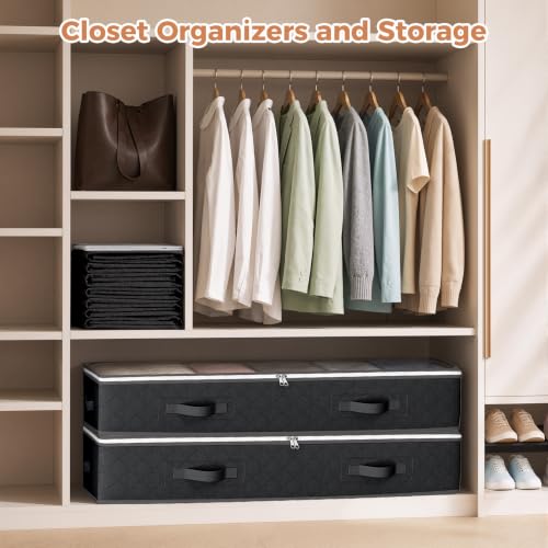 Budding Joy 95L Under Bed Storage, 4 Pack Closet Organizers Black - Image 3