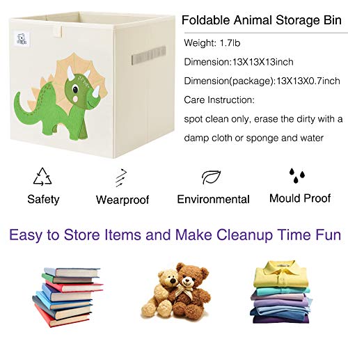 13 Inch Animal Cube Storage Bins, Foldable Fabric Kids Toy - Image 5