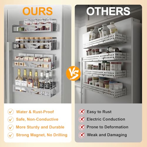 Magnetic Spice Rack for Refrigerator, 4 Pack Metal - Image 6